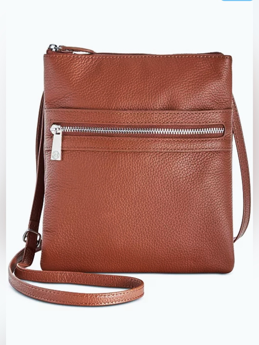 Women’s Leather Messenger Crossbody Bag with Zip Pocket